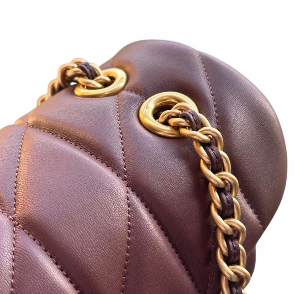 Coach Quilted Shoulder Bag in Brown with Gold Hardware - Picture 5 of 6